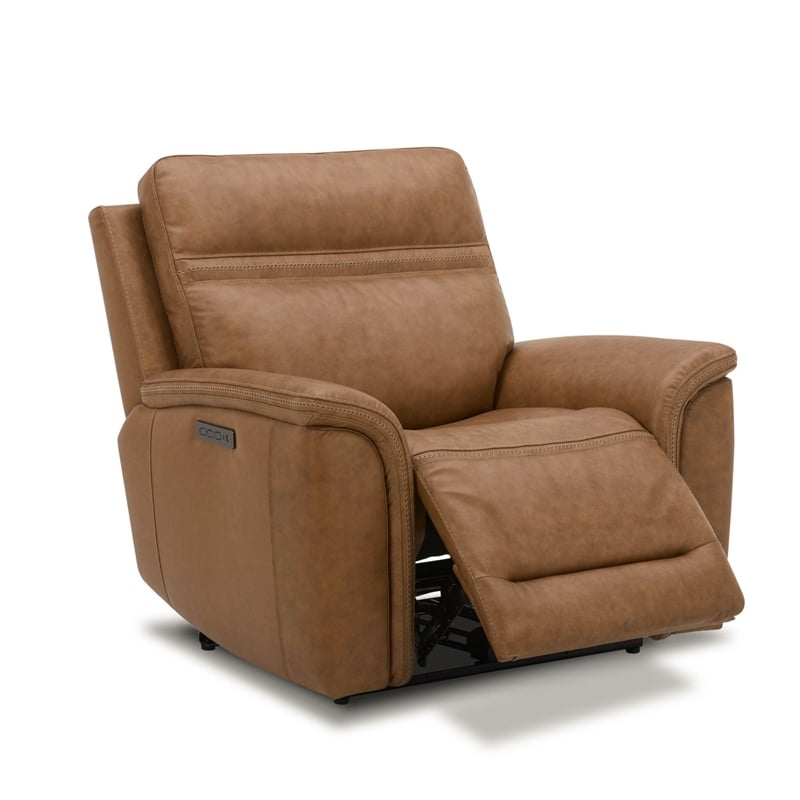 Liberty Furniture Cooper Sofa & Recliner Power Reclining Set Camel Brown Leather