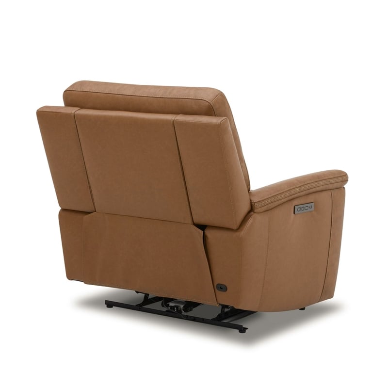 Liberty Furniture Cooper Sofa & Recliner Power Reclining Set Camel Brown Leather