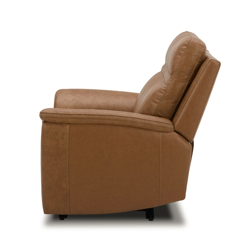 Liberty Furniture Cooper Sofa & Recliner Power Reclining Set Camel Brown Leather