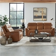 Liberty Furniture Cooper Sofa & Recliner Power Reclining Set Camel Brown Leather