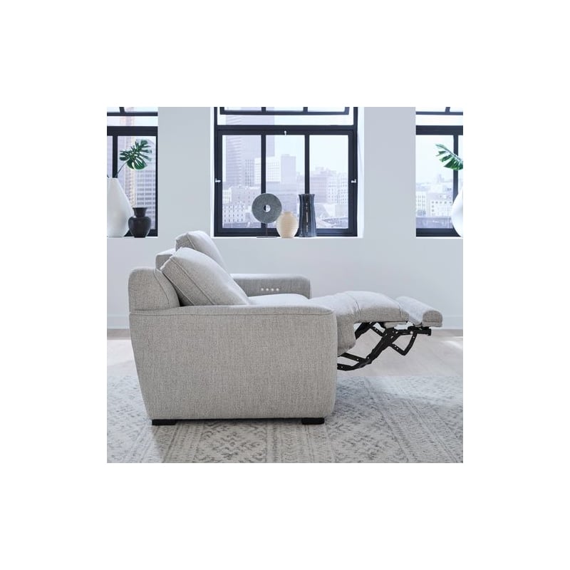 Liberty Furniture Blake Sofa Loveseat & Recliner Power Set - Smoke Gray Fabric