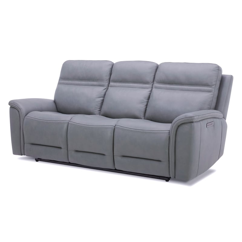 Liberty Furniture Cooper Sofa Loveseat & Recliner Power Set - Blue Gray Leather