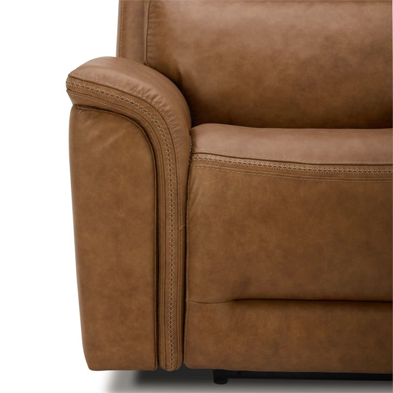 Cooper Sofa Loveseat & Recliner Power Reclining Set - Camel Brown Leather