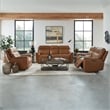 Cooper Sofa Loveseat & Recliner Power Reclining Set - Camel Brown Leather