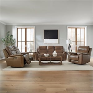 Liberty Furniture Collins Power Recline Sofa with Loveseat & Recliner - Brown