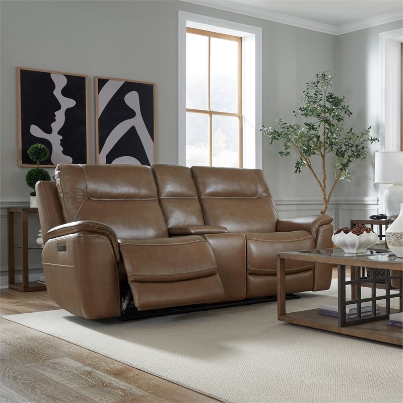 Liberty Furniture Collins Power Recline Sofa with Loveseat & Recliner - Brown