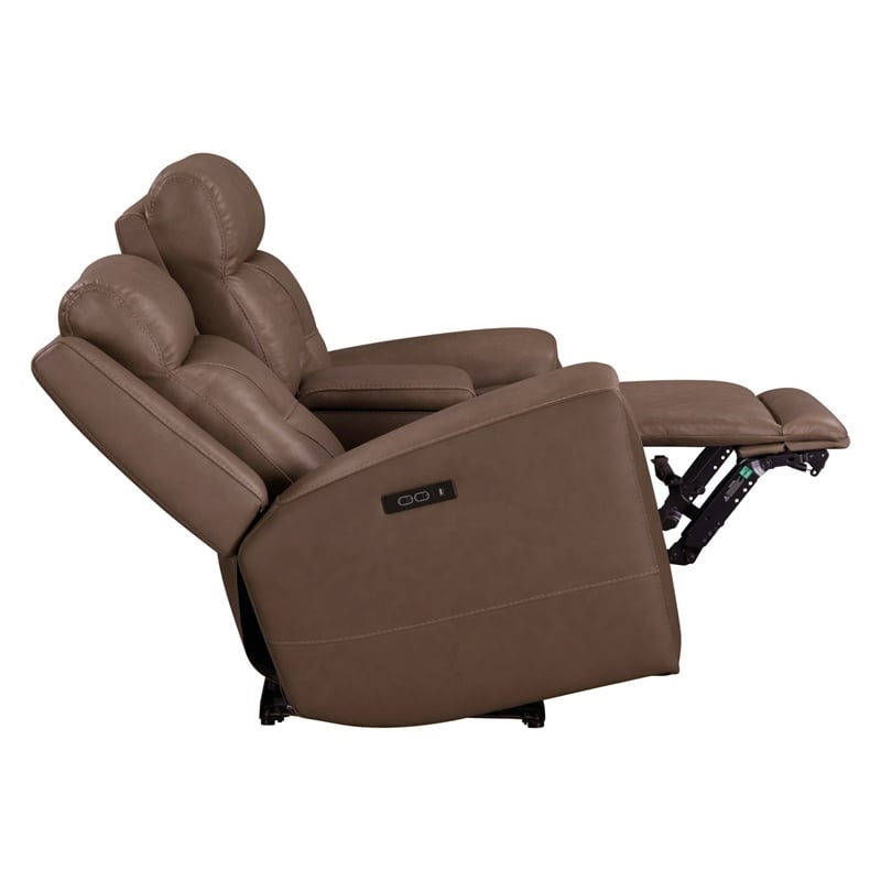 Liberty Furniture Beckham Power Recline Loveseat with Console - Brown
