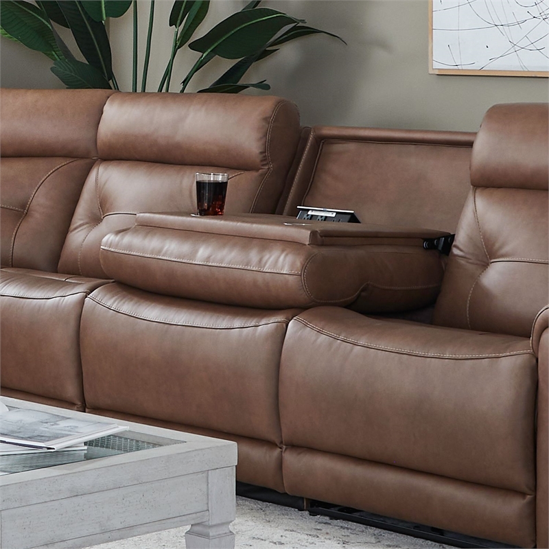 Liberty Furniture Beckham Power Recline 7 Piece Sectional Sofa - Brown