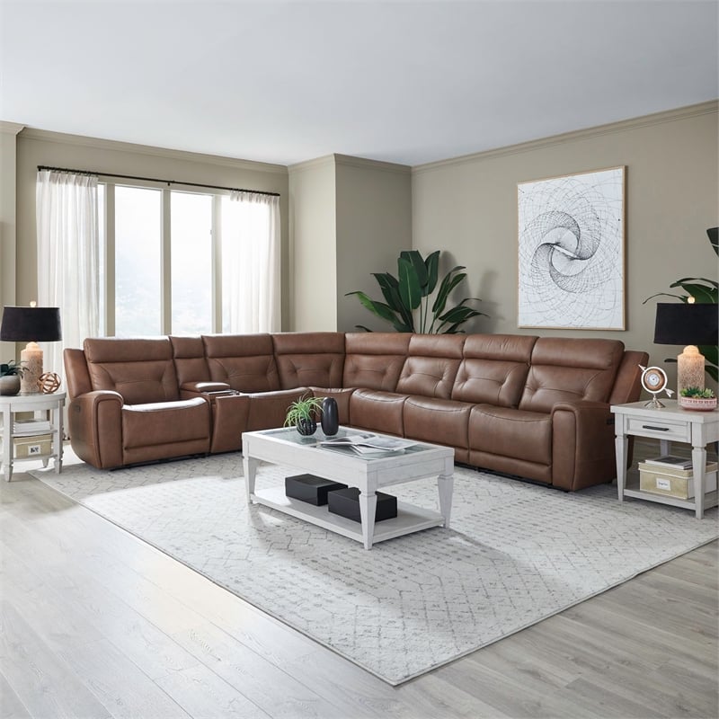 Liberty Furniture Beckham Power Recline 7 Piece Sectional Sofa - Brown