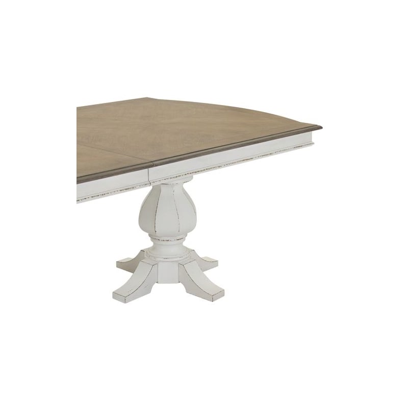 Liberty Furniture Magnolia Manor Dining Room Double Pedestal Table - White Oak Wood