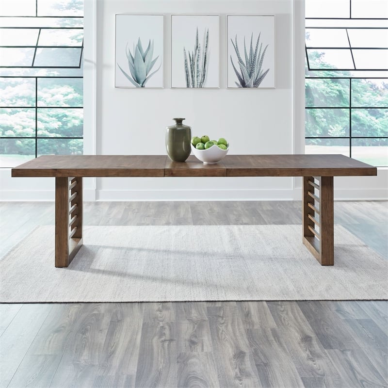 Liberty Furniture Shaker Lakes Dining Room Double Pedestal Table - Brown Maple Wood