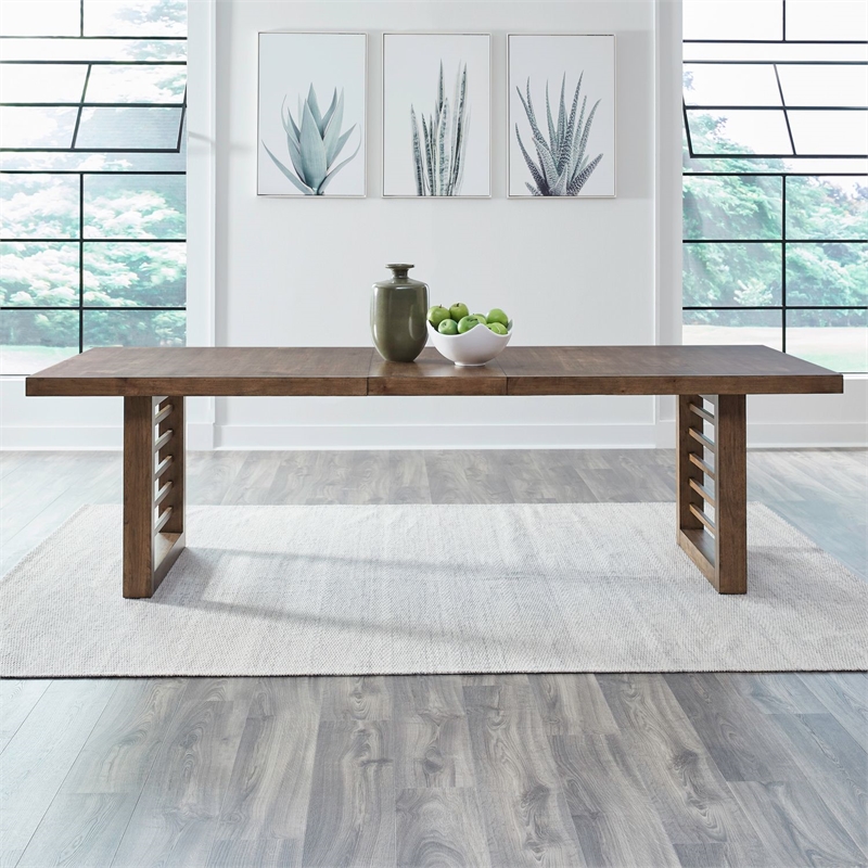 Liberty Furniture Shaker Lakes Dining Room Double Pedestal Table - Brown Maple Wood