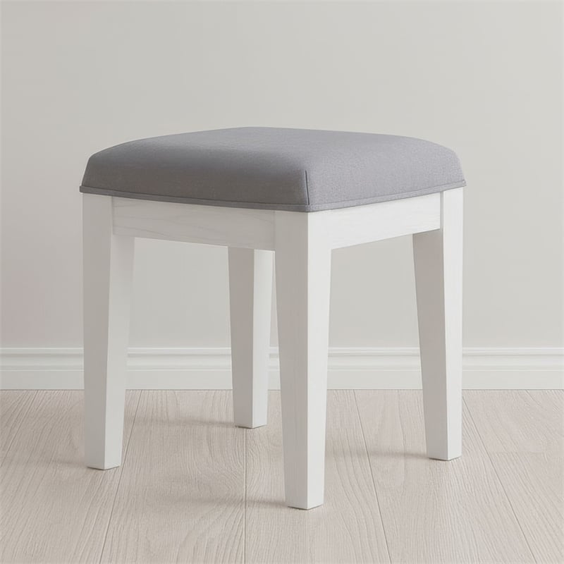Liberty Furniture Reflections Upholstered Vanity Stool - Peail White & Soft Grey