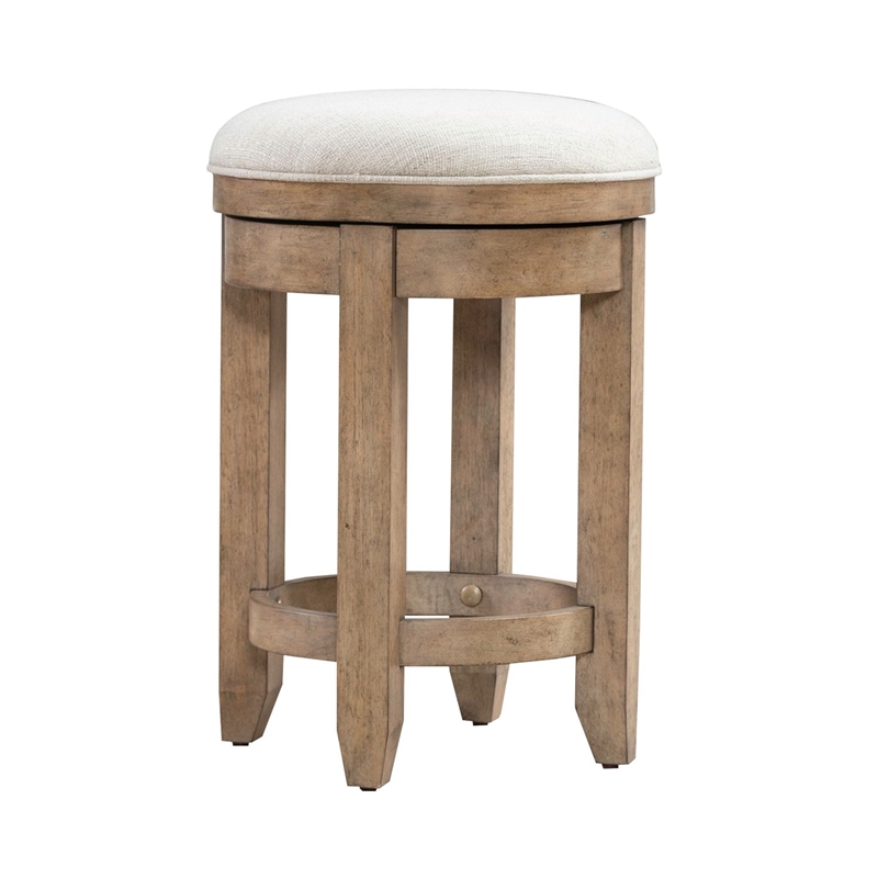 Liberty Furniture Millstone Upholstered Console Swivel Stool Nutmeg Brown Oak Wood