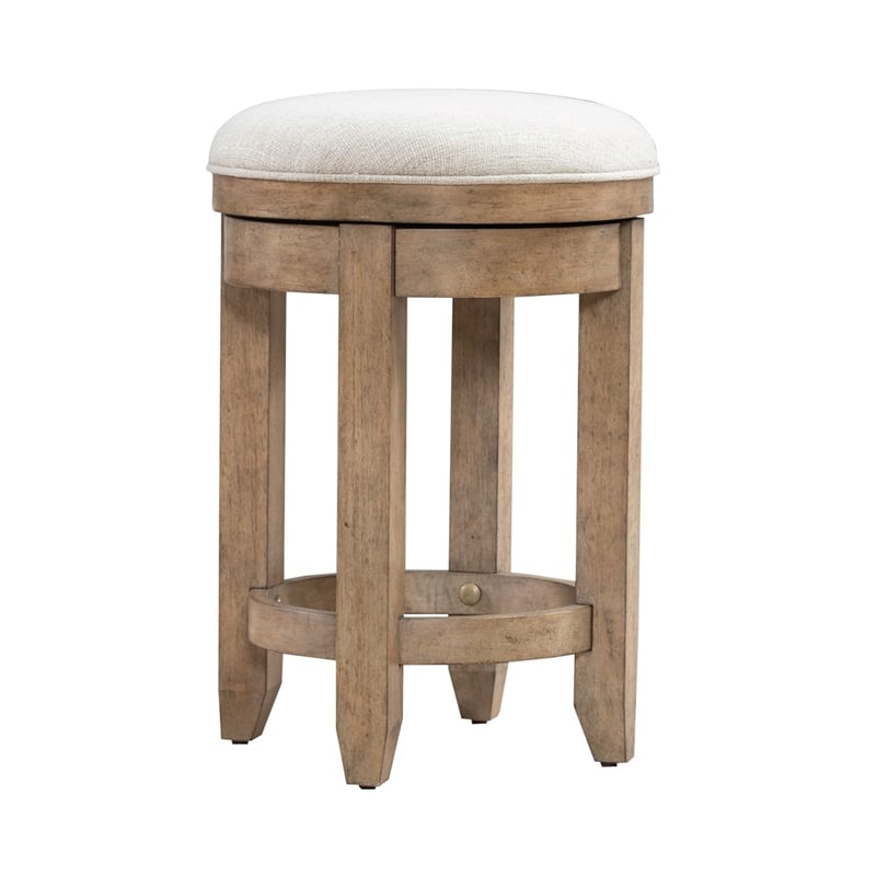 Liberty Furniture Millstone Upholstered Console Swivel Stool Nutmeg Brown Oak Wood