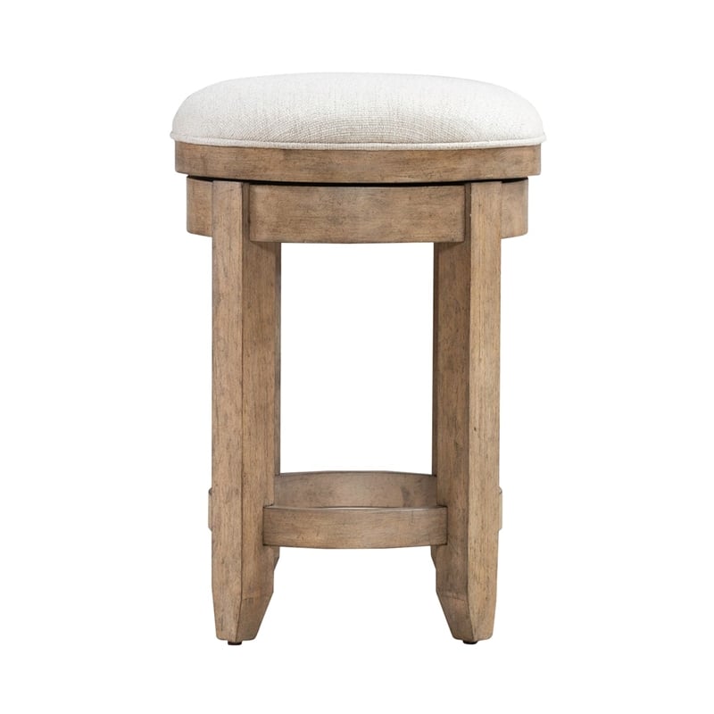 Liberty Furniture Millstone Upholstered Console Swivel Stool Nutmeg Brown Oak Wood