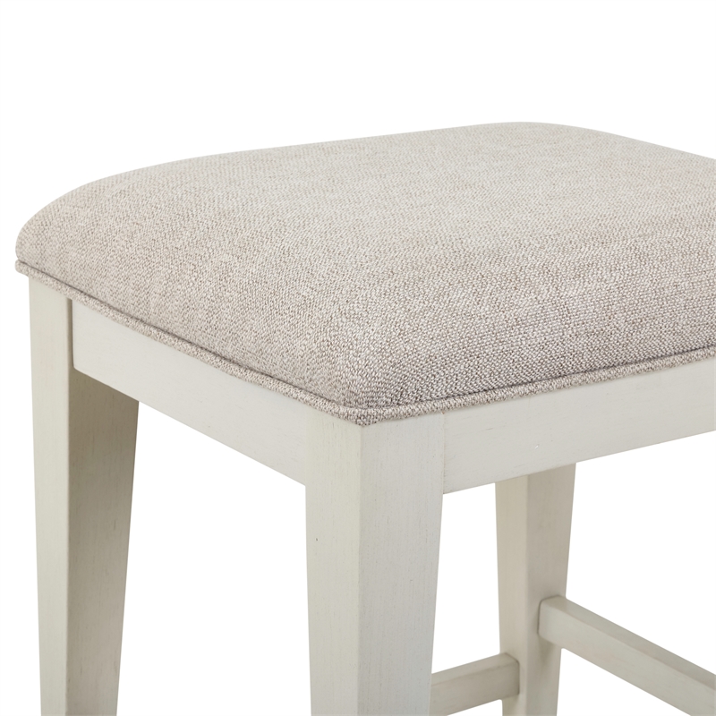 Liberty Furniture Berkly Square Upholstered Console Stool - Linen & Khaki Beige Wood