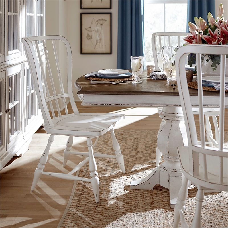 Liberty Furniture Magnolia Manor 5 Piece Double Pedestal Table Set - White