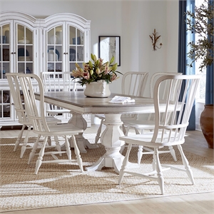 Liberty Furniture Magnolia Manor 7 Piece Double Pedestal Table Set - White