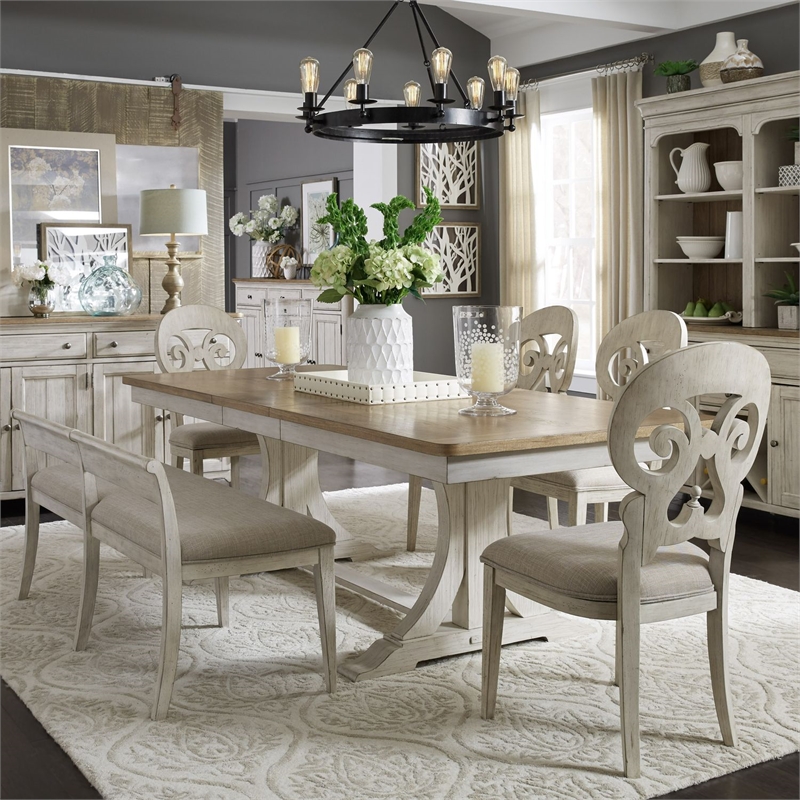 Liberty Furniture Farmhouse Reimagined 6 Piece Trestle Table Set - White