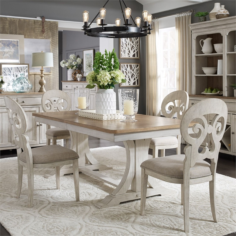 Liberty Furniture Farmhouse Reimagined 7 Piece Trestle Table Set - White