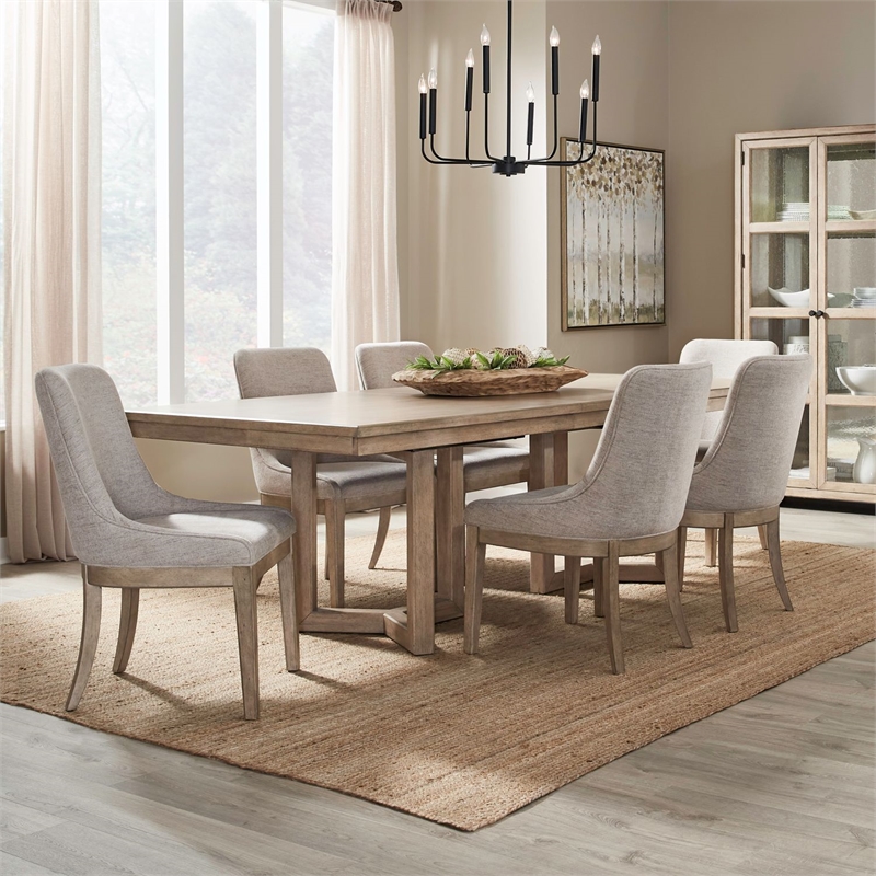Liberty Furniture Proximity Place Opt 7 Piece Double Pedestal Table Set - Brown