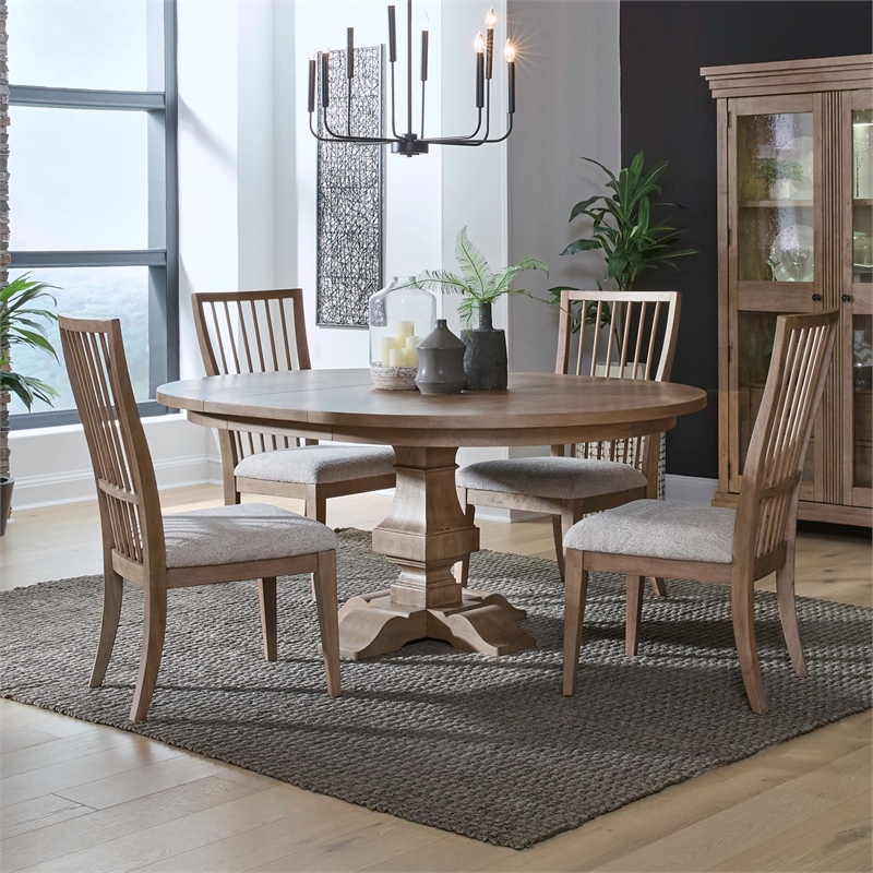 Liberty Furniture Haven Hills 5 Piece Pedestal Table Set - Brown