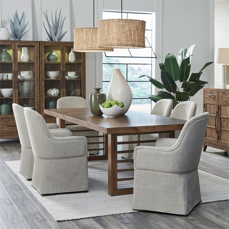 Liberty Furniture Shaker Lakes 7 Piece Double Pedestal Table Set - Brown