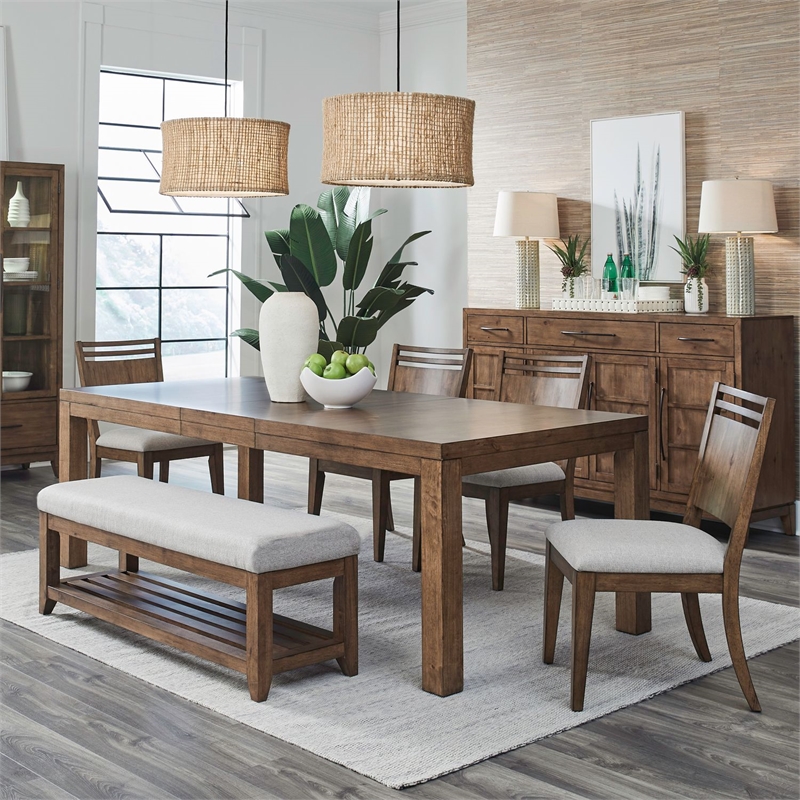 Liberty Furniture Shaker Lakes Opt 6 Piece Rectangular Table Set - Brown