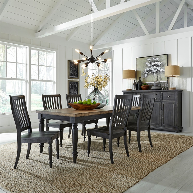 Liberty Furniture Harvest Home 7 Piece Rectangular Table Set - Black