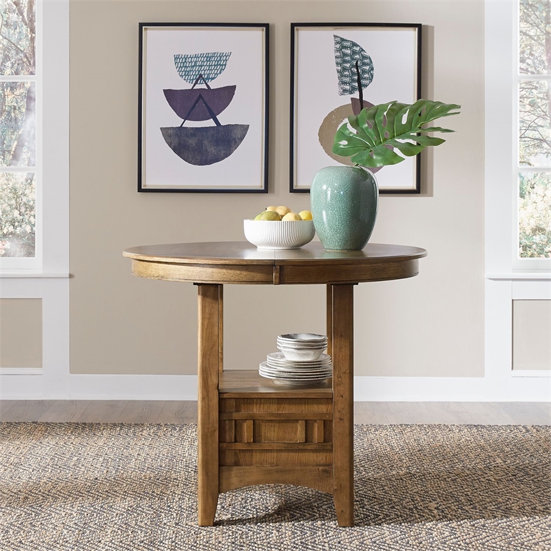 Liberty Furniture Santa Rosa 5 Piece Pub Dining Room Set with Chairs - Brown Wood