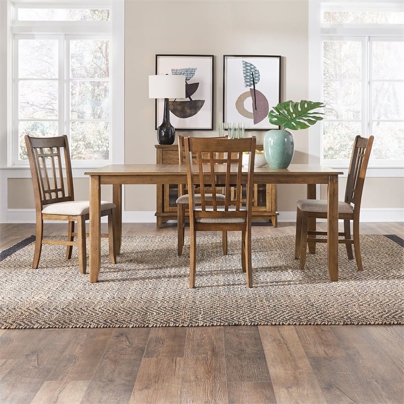 Liberty Furniture Santa Rosa 5 Piece Rectangular Table Dining Room Set with Chairs - Brown Wood