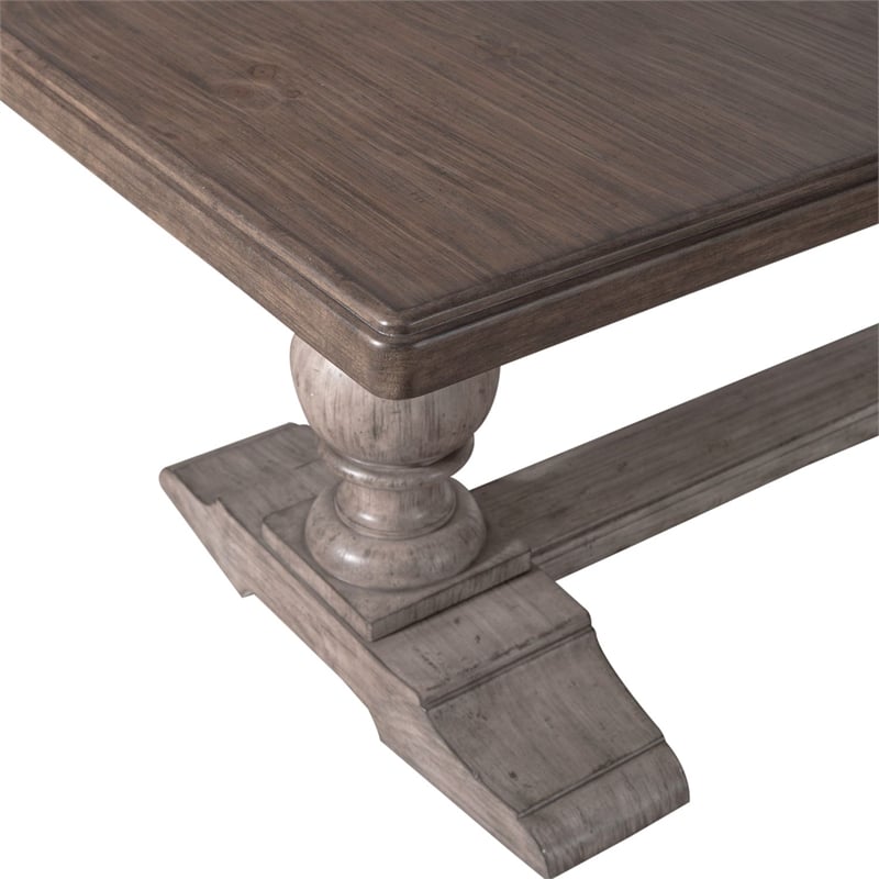 Liberty Furniture River Place 9 Piece Trestle Table Dining Room Set with Chairs - Gray Wood