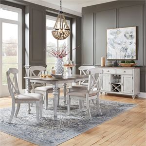 Liberty Furniture Ocean Isle 5 Piece Rectangular Table Dining Room Set with Chairs - White Wood