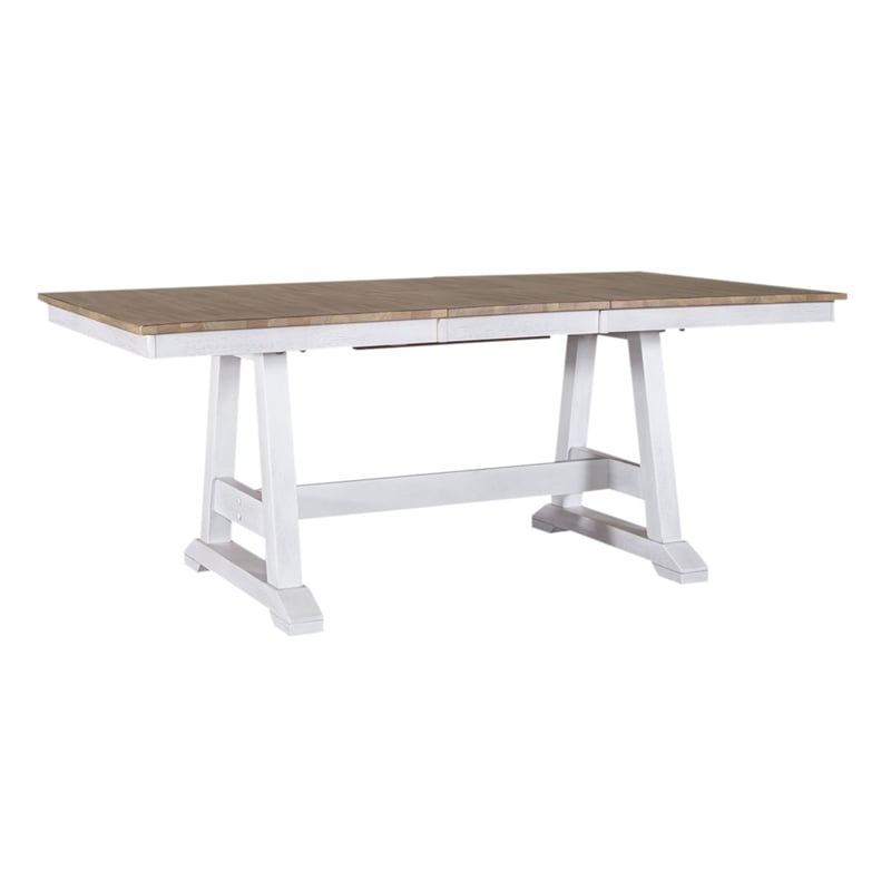 Liberty Furniture Lindsey Farm 7 Piece Trestle Table Dining Room Set with Chairs - White Wood