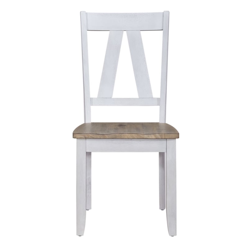 Liberty Furniture Lindsey Farm 7 Piece Trestle Table Dining Room Set with Chairs - White Wood