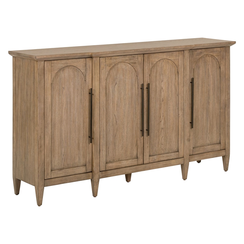 Liberty Furniture Pavilion 4 Door Accent Cabinet Home Storage - Brown Oak Wood