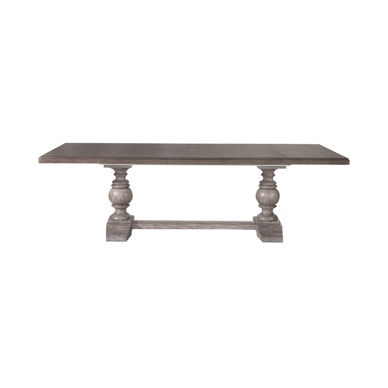 Liberty Furniture River Place Dining Room Trestle Table with Leaf - Brown Wood