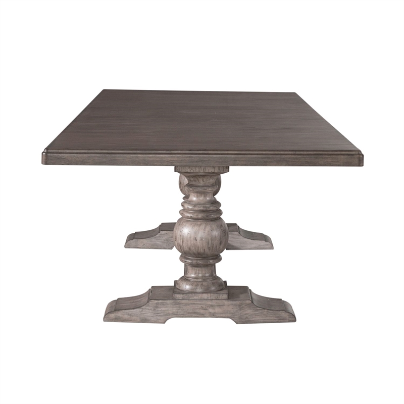 Liberty Furniture River Place Dining Room Trestle Table with Leaf - Brown Wood