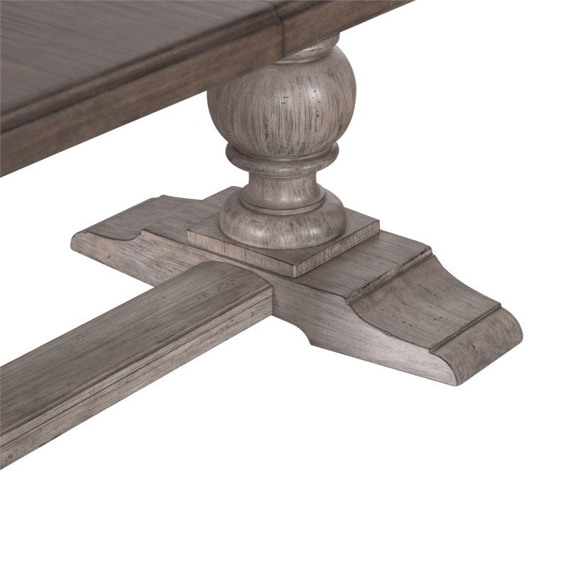 Liberty Furniture River Place Dining Room Trestle Table with Leaf - Brown Wood