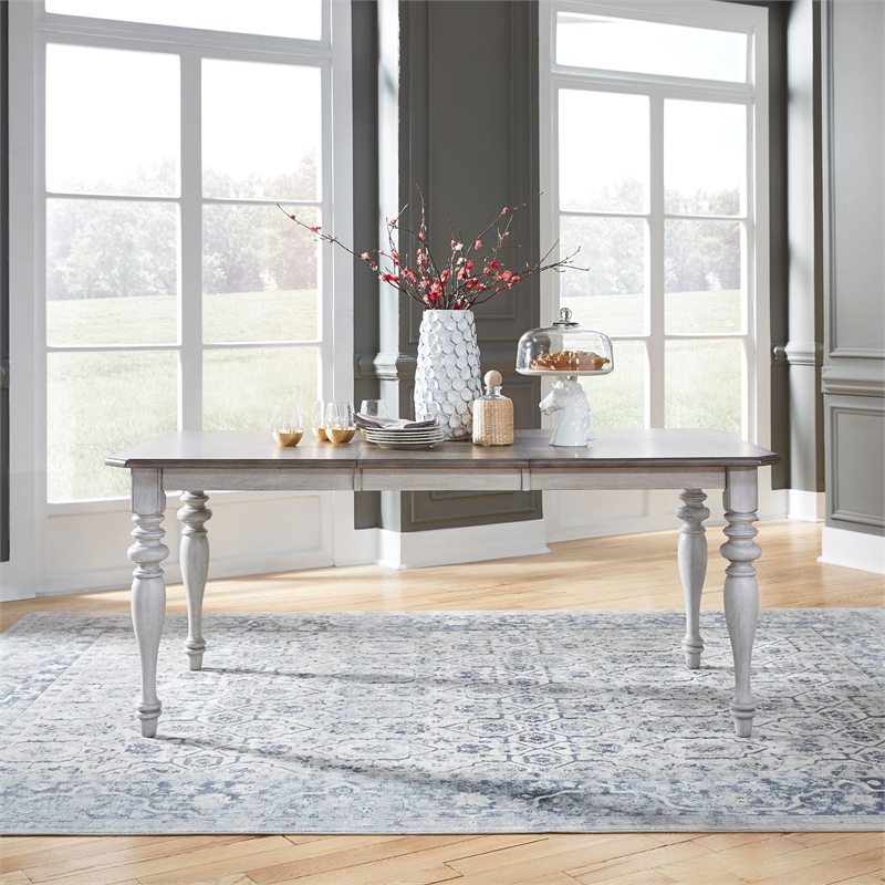 Liberty Furniture Ocean Isle Dining Room Rectangular Leg Table with Leaf - White