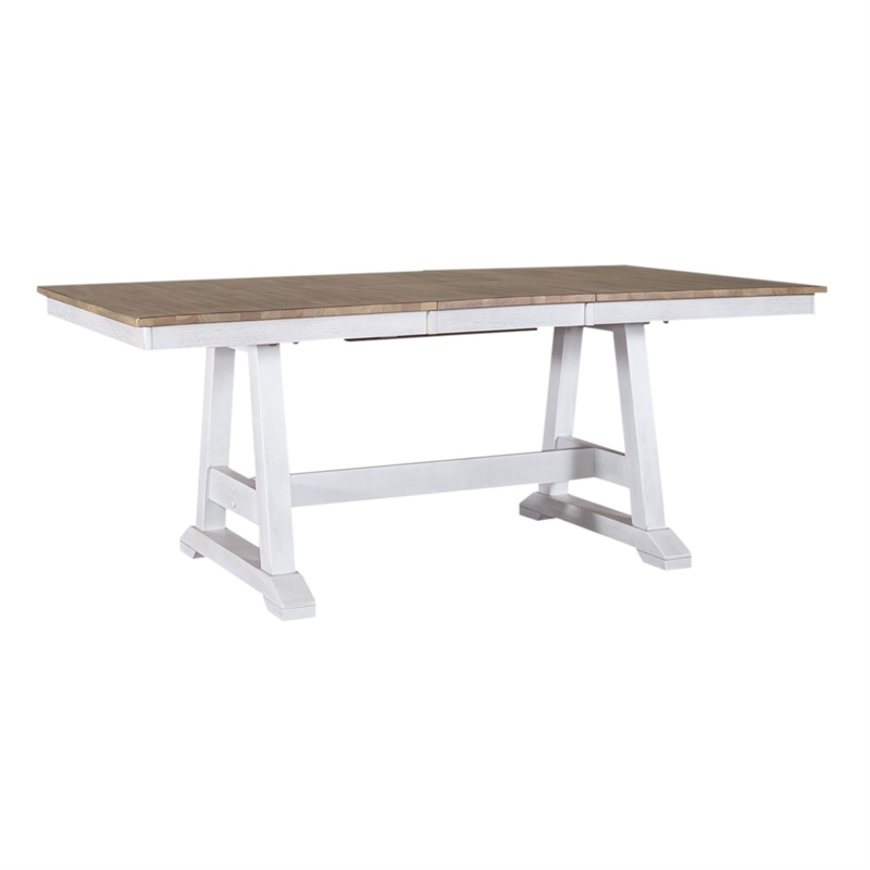 Liberty Furniture Lindsey Farm Dining Room Trestle Table with Leaf - White Wood