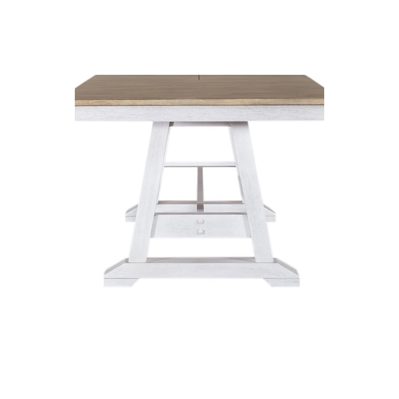 Liberty Furniture Lindsey Farm Dining Room Trestle Table with Leaf - White Wood