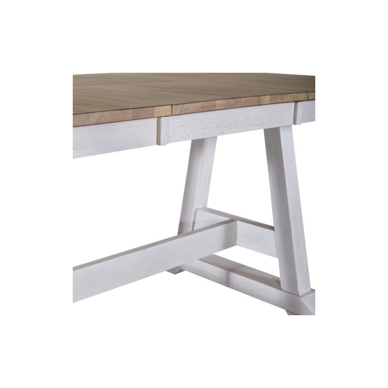 Liberty Furniture Lindsey Farm Dining Room Trestle Table with Leaf - White Wood