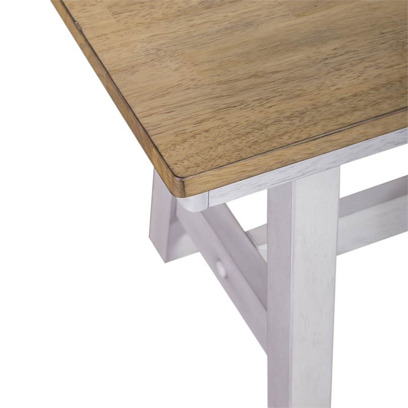 Liberty Furniture Lindsey Farm Backless Dining Room Bench - White & Tan Wood