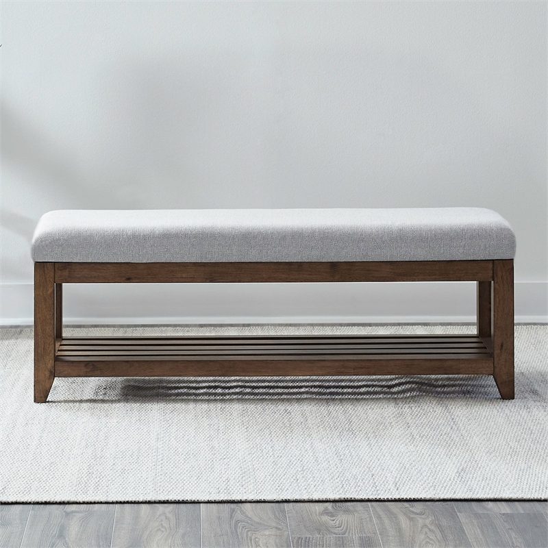 Liberty Furniture Shaker Lakes Upholstered Dining Room Bench - Brown & Taupe