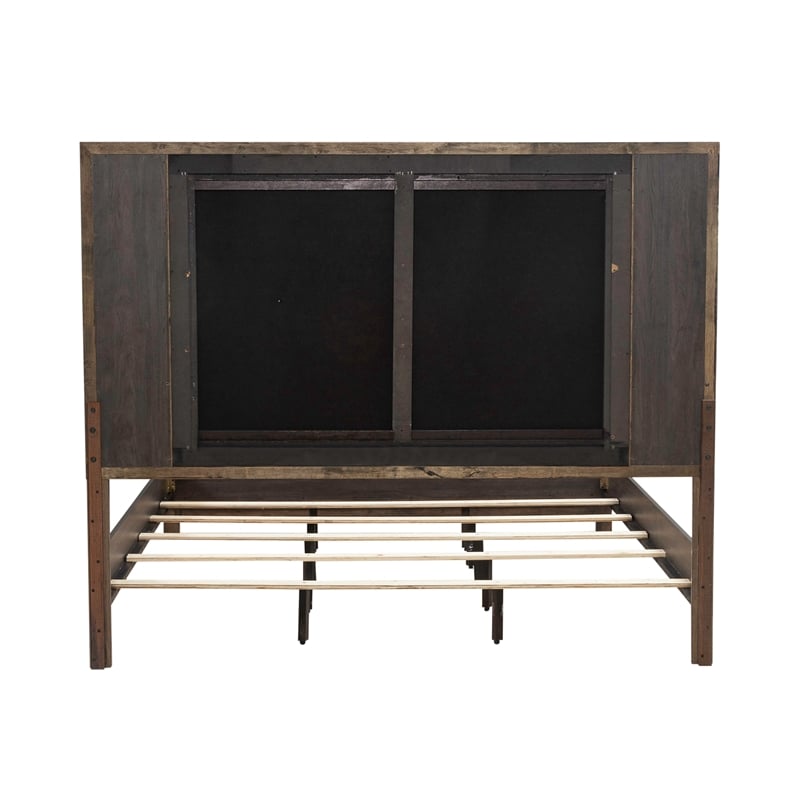 Liberty Furniture Modern Edge California King Upholstered Bed Frame Brown Wood