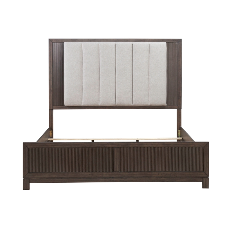 Liberty Furniture Modern Edge California King Upholstered Bed Frame Brown Wood