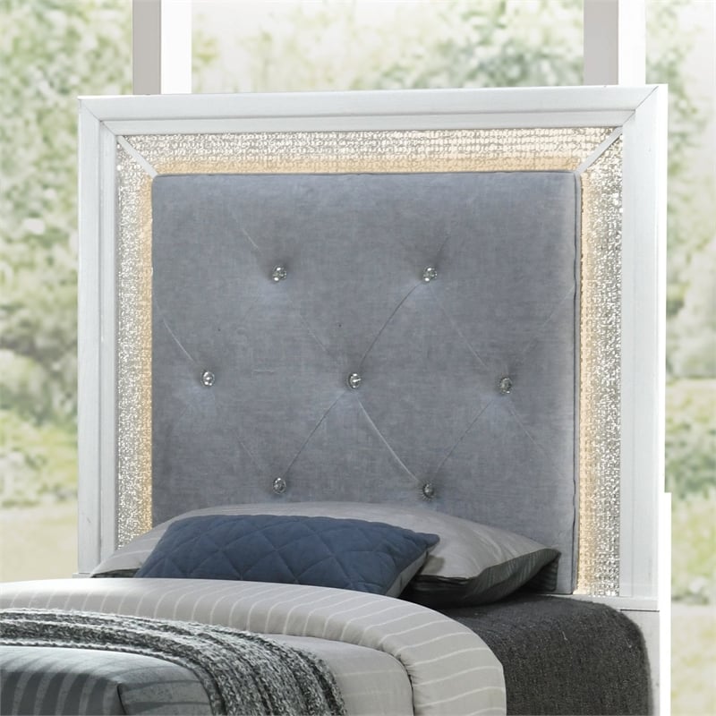 Liberty Furniture Reflections Twin Upholstered Panel Headboard LED Lights White