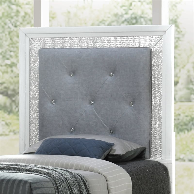 Liberty Furniture Reflections Twin Upholstered Panel Headboard LED Lights White